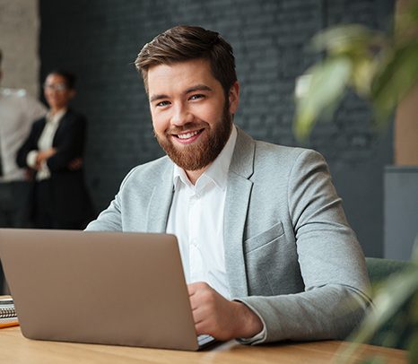 Cheerful young caucasian businessman